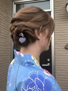 My hair put up for the festival