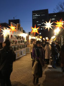 Star lights lit up at dusk