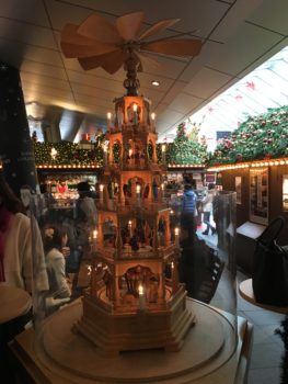 A wooden German-style Christmas tree