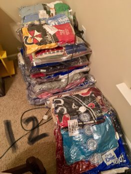 A pile of space bags await moving day