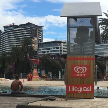 Lifeguard stand on streets beach in Brisbane